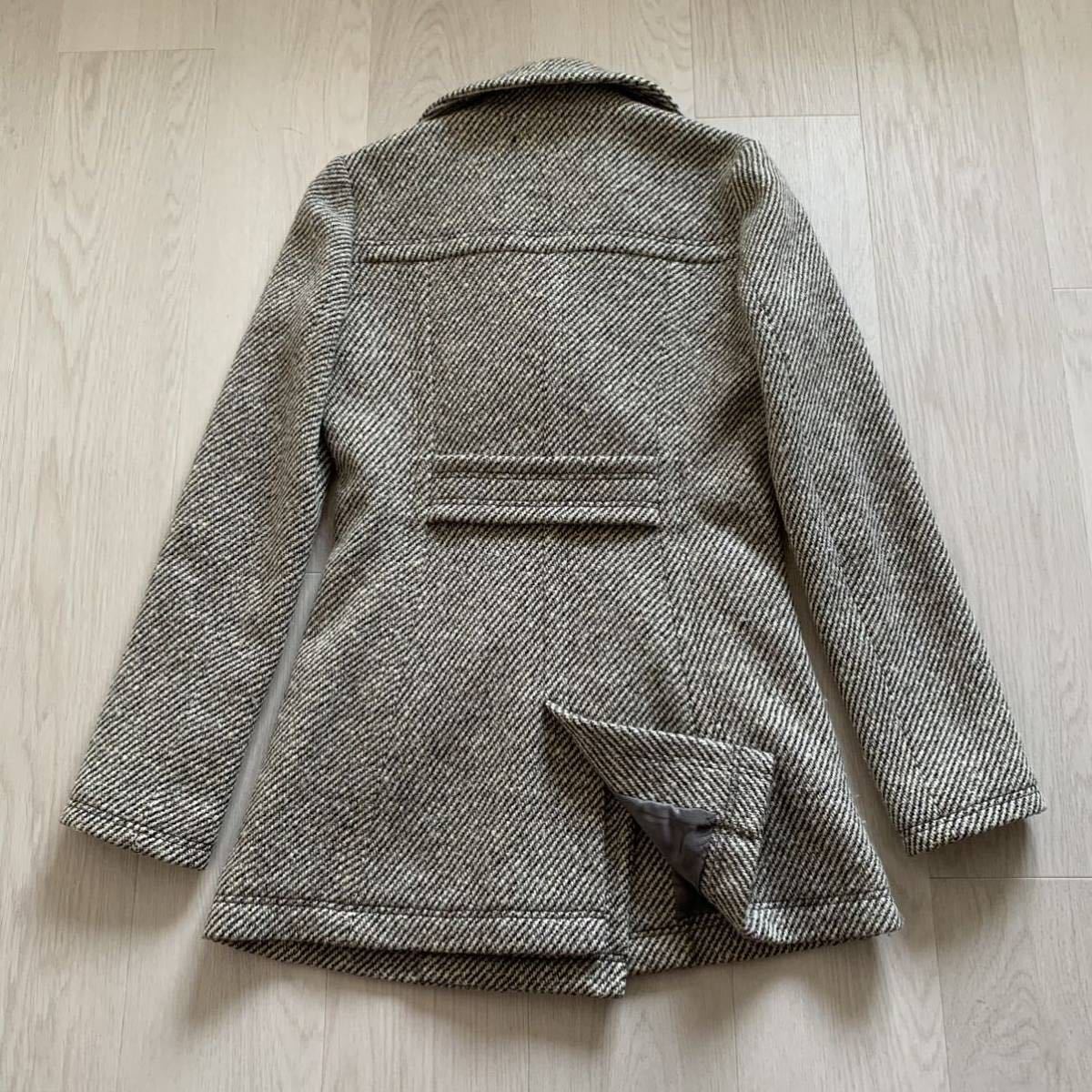 ✨アンゴラ混♡上品✨バーバリーブルーレーベル　Pコート　ツイード　ロゴ刻印ボタン ✨アンゴラ混♡上品✨バーバリーブルーレーベル Pコート