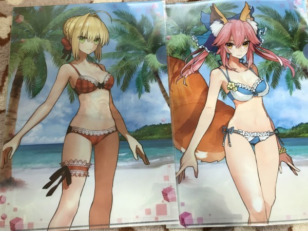 B021クリアファイル FGO Fate/EXTELLA ムービック 水着 玉藻 ネロ 2枚