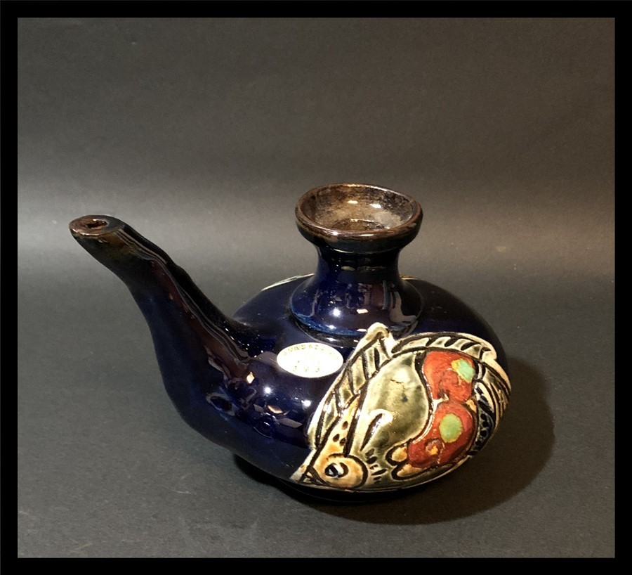壺屋焼 新垣 修 作 琉球赤絵魚文抱瓶(中)（新垣 修 | 壺屋陶器