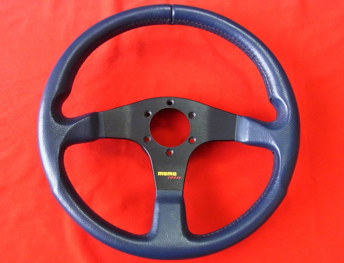old momo steering wheel corse 34.5Φ one piece navy leather 1993