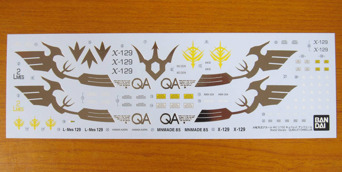 新品】MG キュベレイ・アンベリール 用 水転写式デカール 送料無料