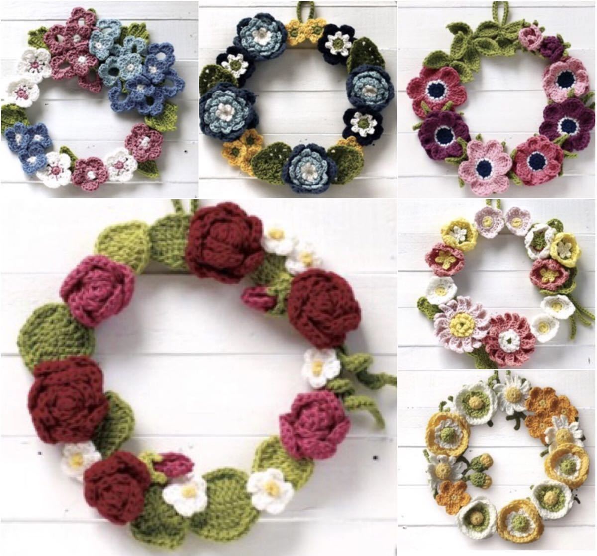 新品 新品キット 全6種 かぎ針で編む季節を彩るフラワーリースコレクション コットン系 ハンドメイド 手芸キット 手編み かぎ針編み リース の落札情報詳細 ヤフオク落札価格情報 オークフリー スマートフォン版