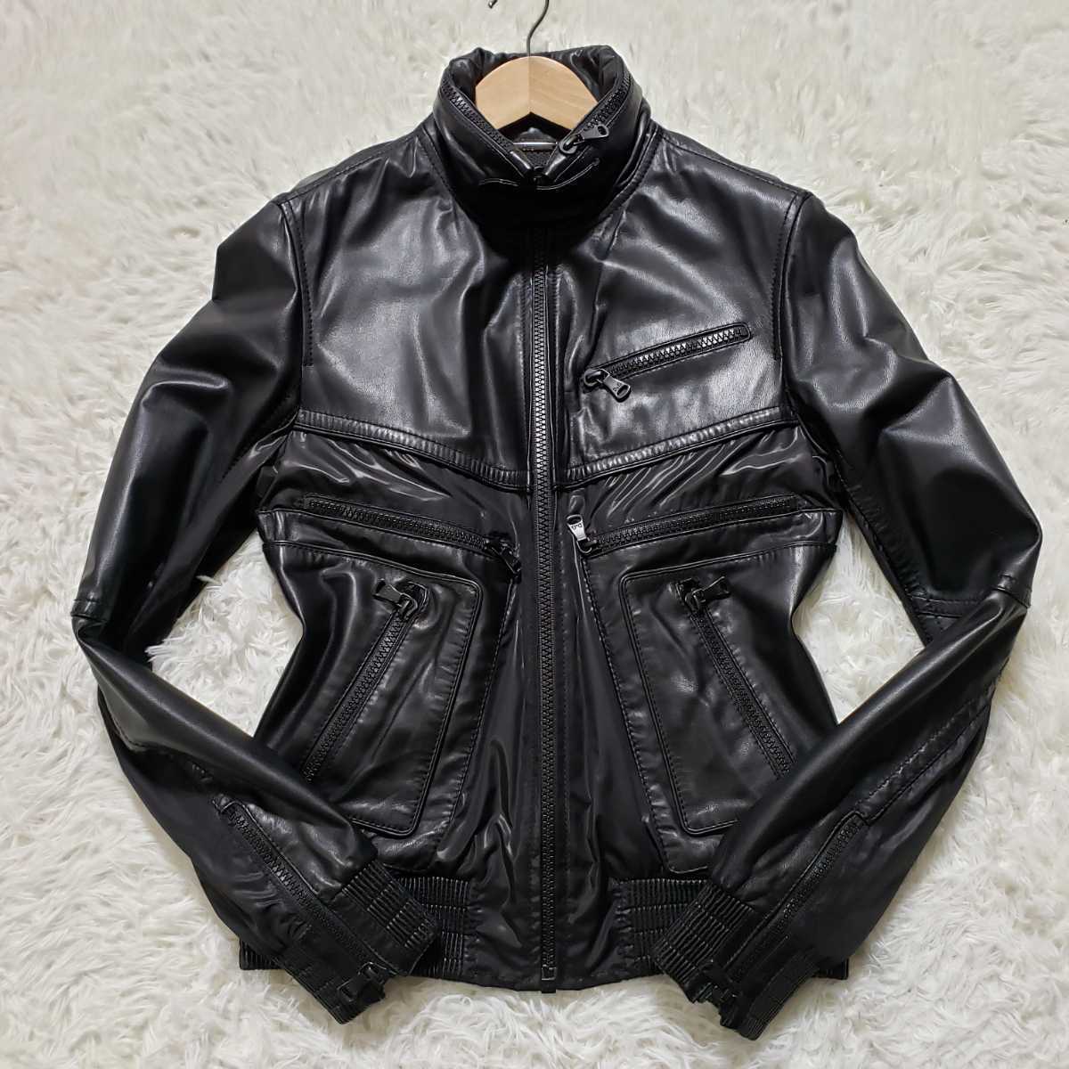 Dolce&Gabbana ライダースジャケット レザージャケット 赤 レオパード