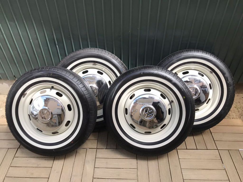 中古 空冷vw 高年式タイプ1 ビートル メキシコビートル ホワイトリボンタイヤ ホイールセット ホイールキャップ付き 年製タイヤ の落札情報詳細 ヤフオク落札価格情報 オークフリー スマートフォン版