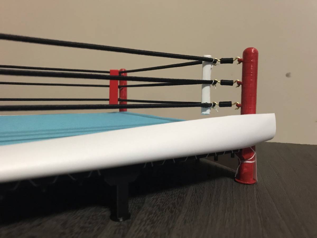 プロレスのリング手作り模型20cm/プロ格ヒーローズ☆＋フィギア
