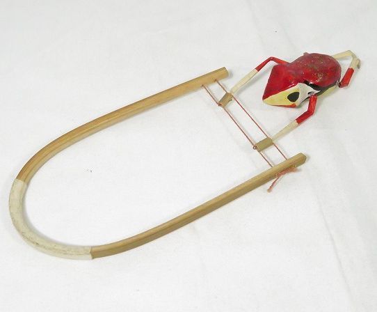 14☆古玩具/伝統工芸【竹細工「竹バネ人形/運動人形/鉄棒人形」蛙張子