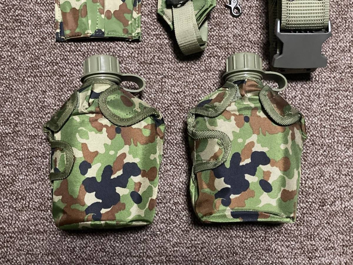 民生品 自衛隊 3型 弾帯 サスペンダー 水筒 x2 拳銃 弾嚢 検 ピストル