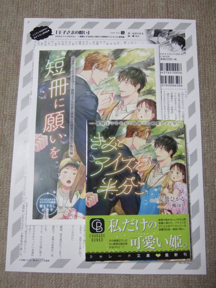 安曇ひかる きみとアイスを半分こ 傲慢王子な社長と保育士の純愛ロマンセ 小冊子 ペーパー付 の落札情報詳細 ヤフオク落札価格情報 オークフリー スマートフォン版