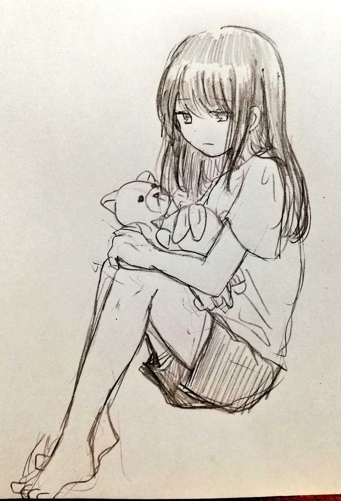 目立った傷や汚れなし 手描きイラスト ラフ シャーペン画 鉛筆画 モノクロ アナログ 女の子 黒髪 脚 ぬいぐるみ A5 の落札情報詳細 ヤフオク落札価格情報 オークフリー スマートフォン版