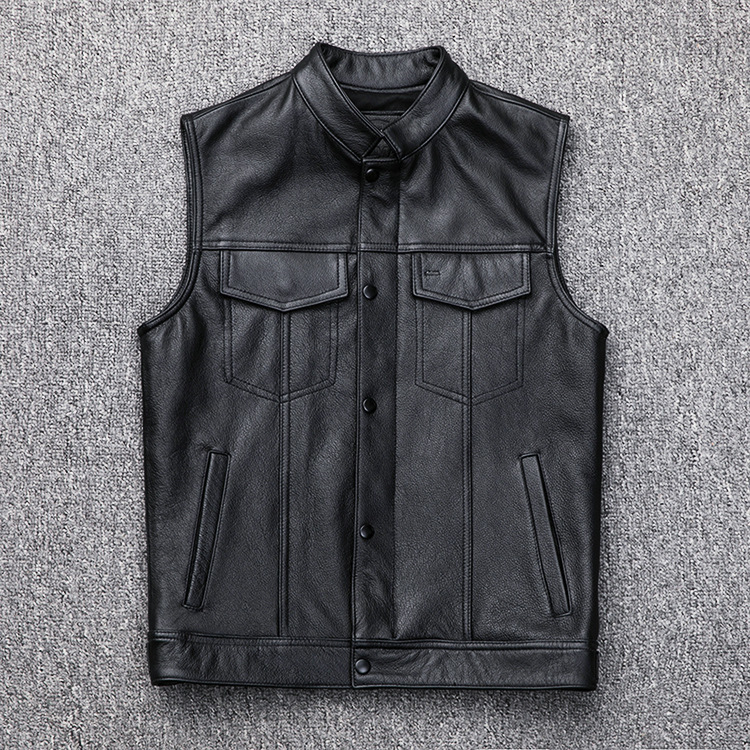 CBY558【S】高級感満載 最高級カウハイド レザーベスト メンズ