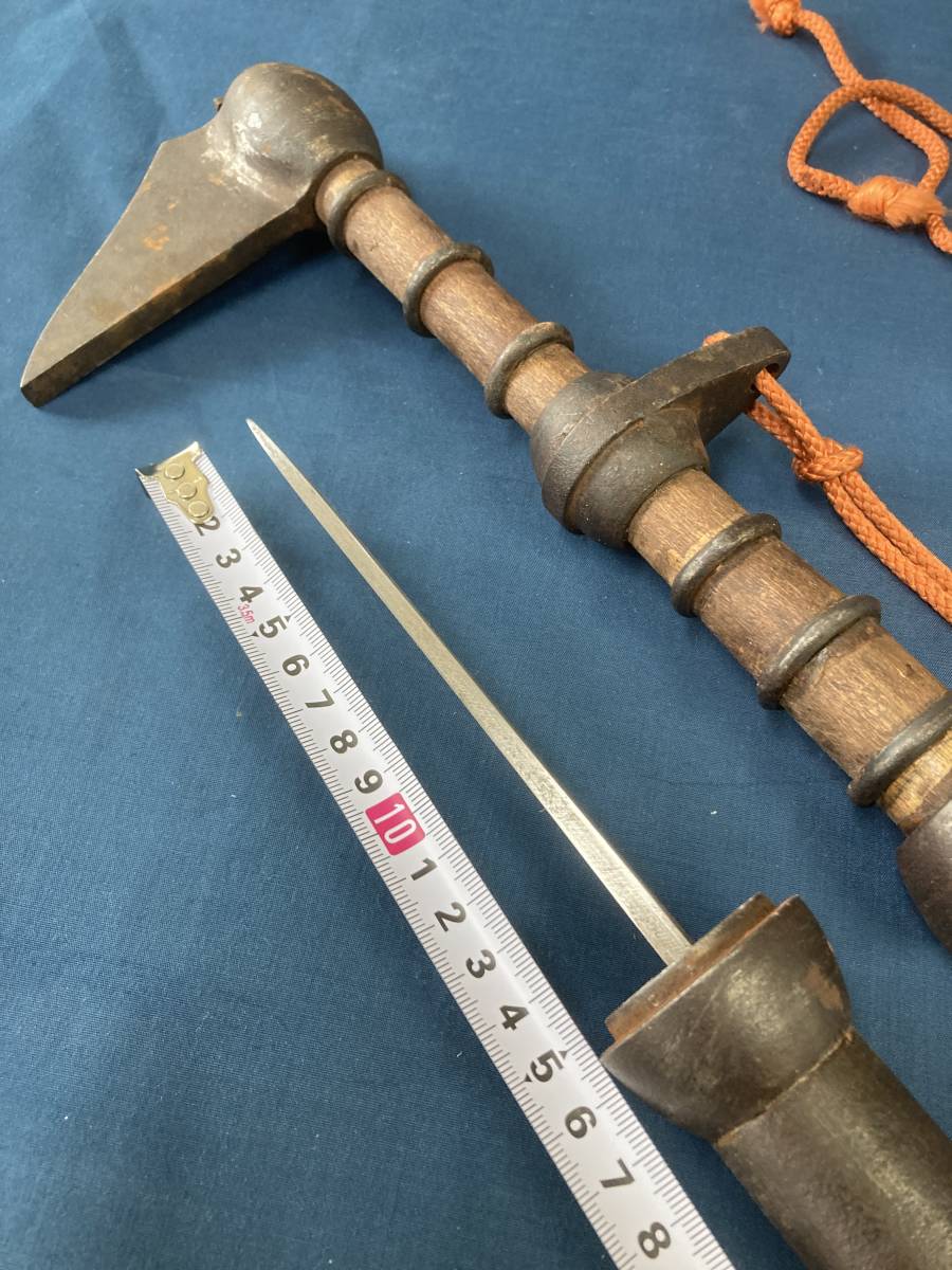傷や汚れあり】本歌武具 「珍品 仕込み鳶口」! 江戸時代 火消しの喧嘩