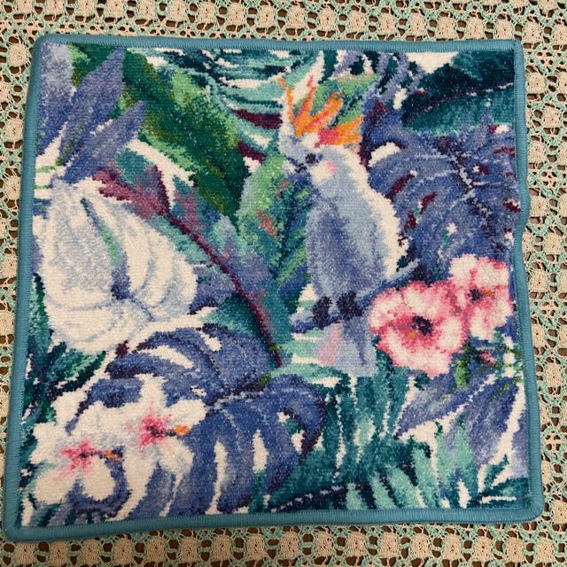 【未使用】♪新品 フェイラー FEILER タオルハンカチ Tropical Bird トロピカルバード Sea green シュニール織 の