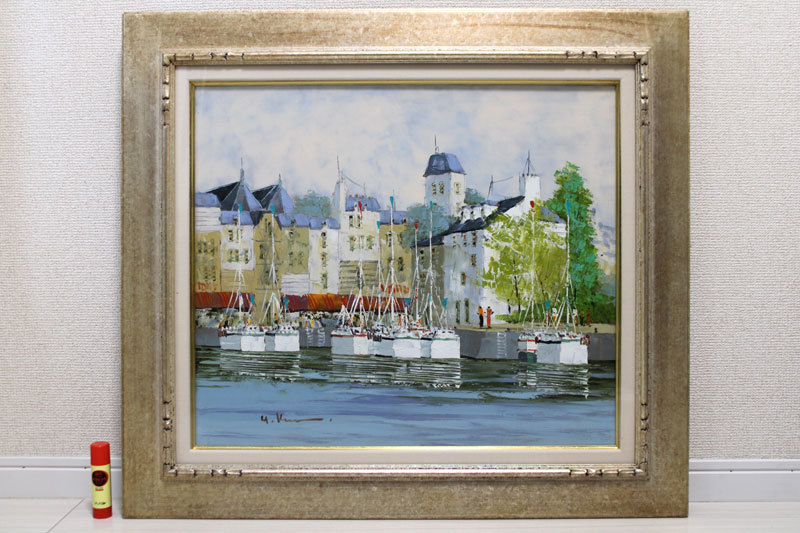 GLC】開光市 「舟」 油彩6号 国画会会員 個性派作家肉筆作