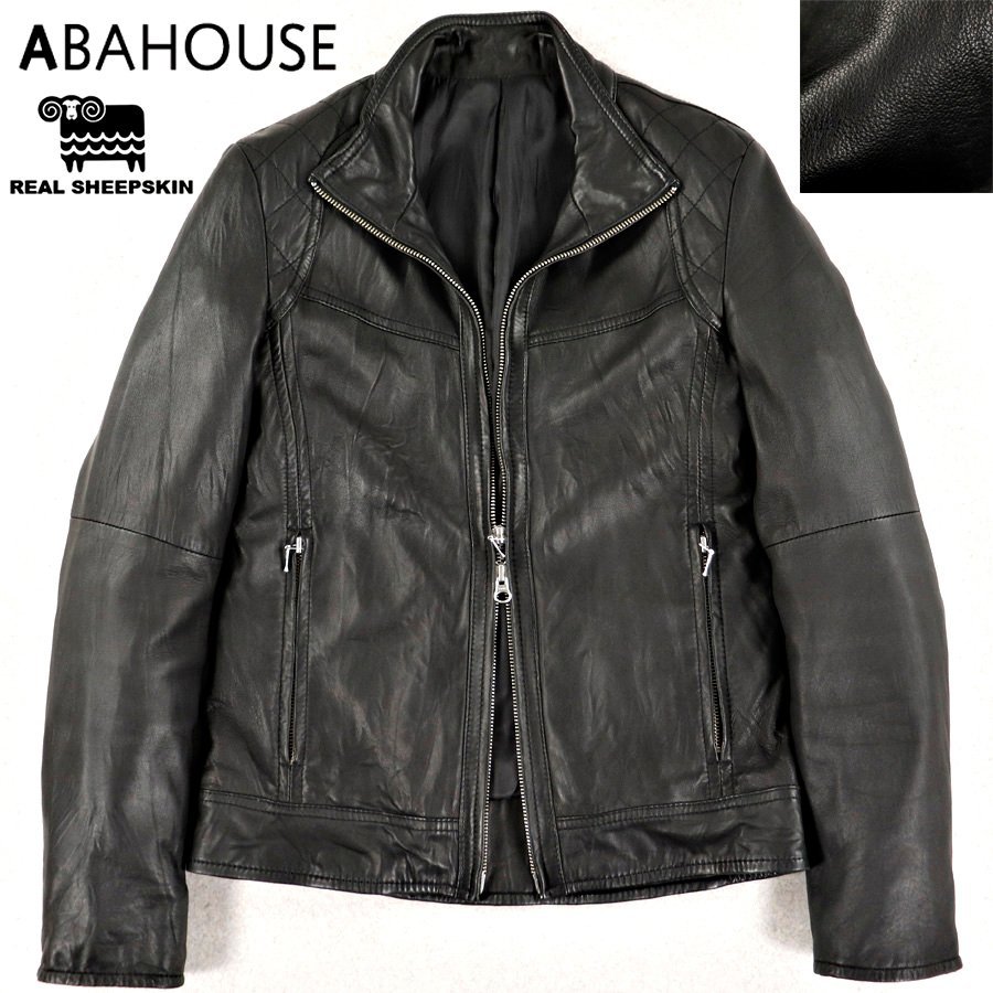 羊革 00s ABAHOUSE archive グランジ加工レザーファーブルゾン