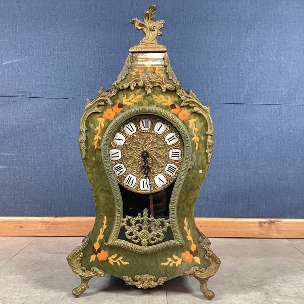 【やや傷や汚れあり】Y009【動作未確認】アンティーク調 置き時計 HERMLE QUARTZ 2200 GERMANY／文字盤 イタリア