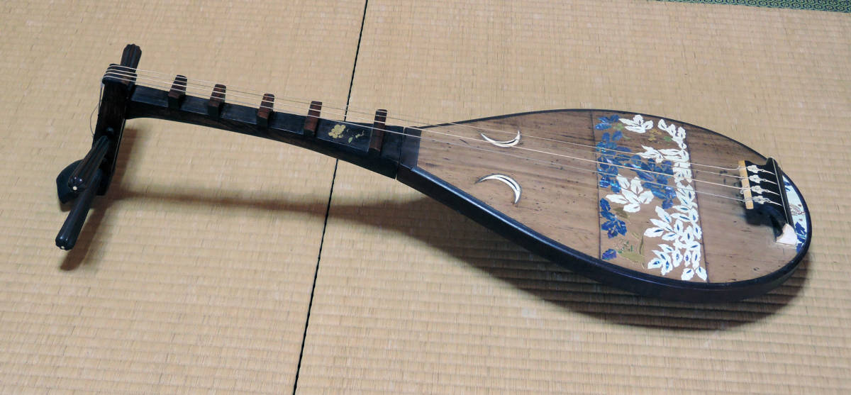 琵琶筑前琵琶 四弦 撥付き