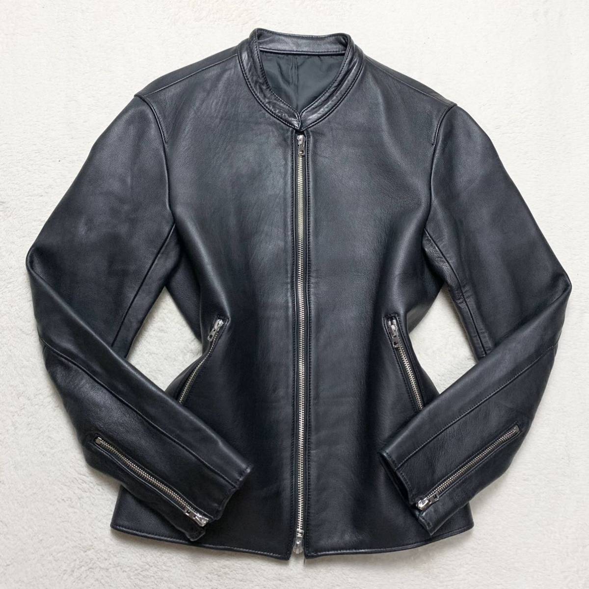 新品タグ LIDnM リドム シングルライダースジャケット 羊革 ブラック L リドム シングルライダース レザージャケット LIDNM（リドム）の