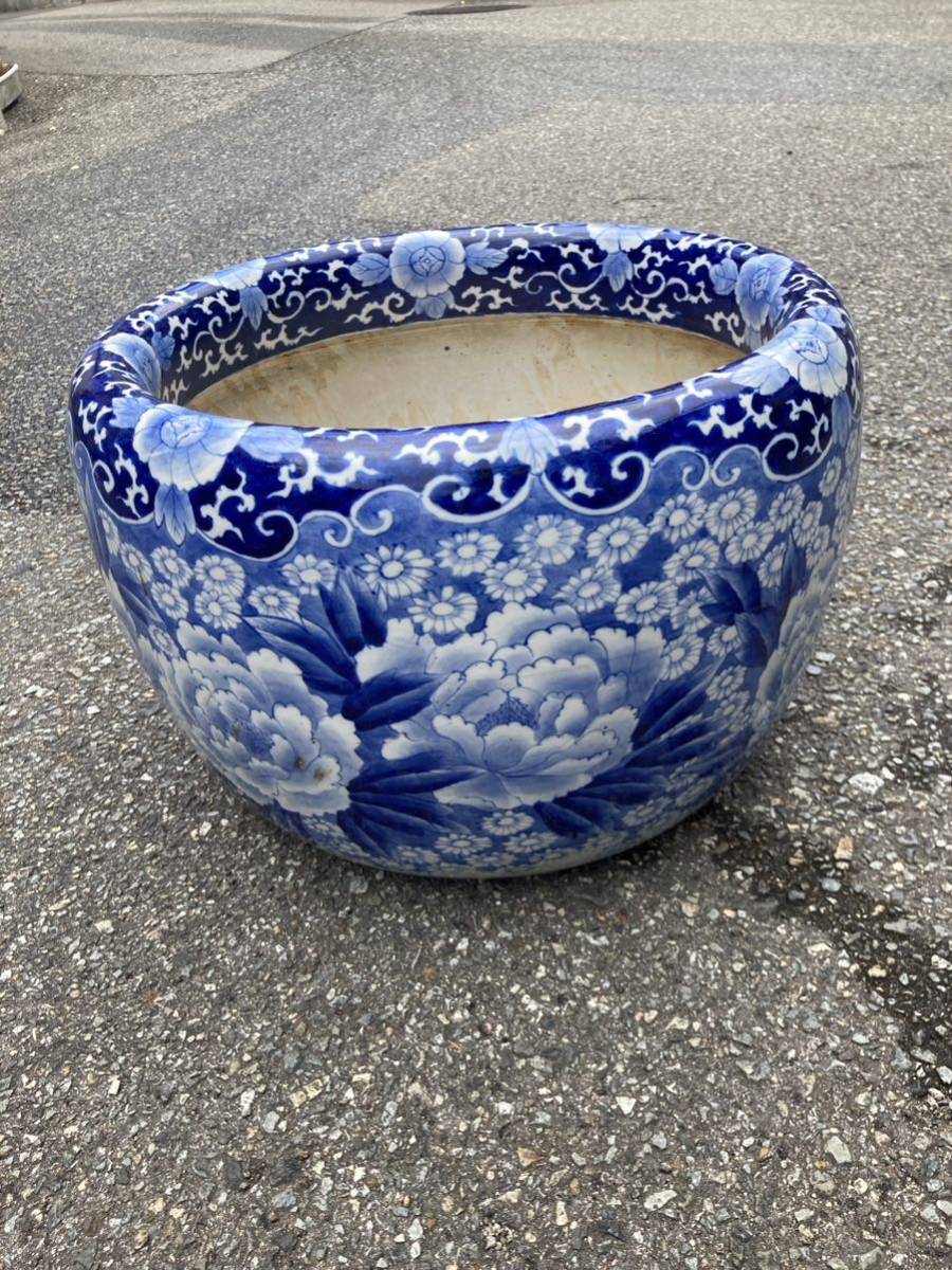 [希少】薩摩焼？九谷焼？　火鉢　金魚鉢　メダカ鉢　アンティーク　骨董品　時代物 骨董品 メダカ鉢 希少】薩摩焼？九谷焼？ 火鉢 金魚鉢 メダカ鉢