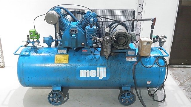MEIJI 明治 G-15CK エアーコンプレッサー 1.5kW 3相200V 動作良好 ...