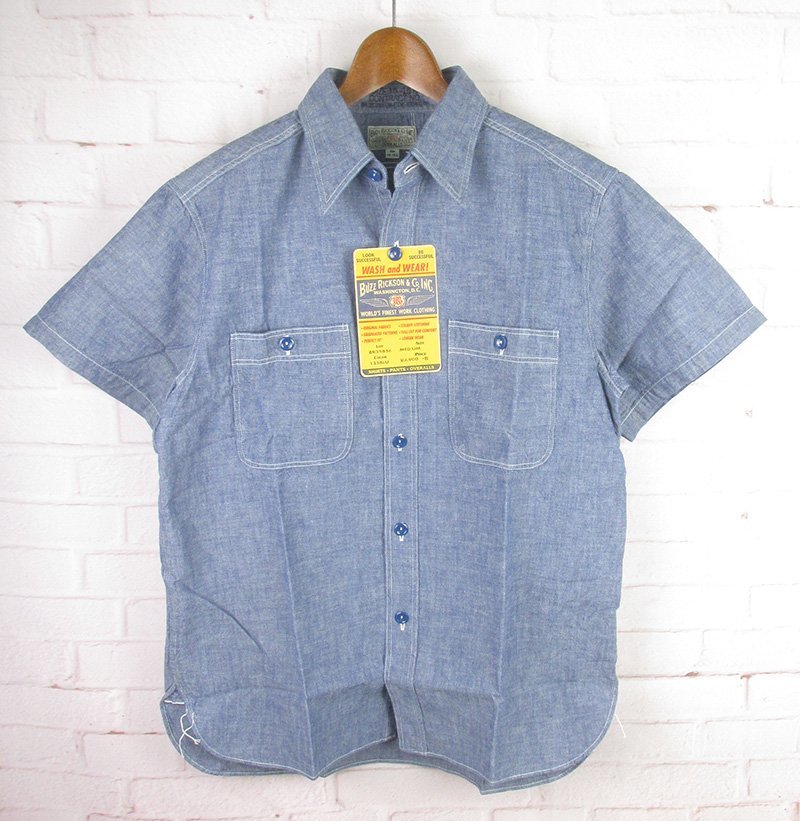 BUZZ RICKSON BR35856 半袖 シャンブレーシャツ【M】（BUZZ RICKSON