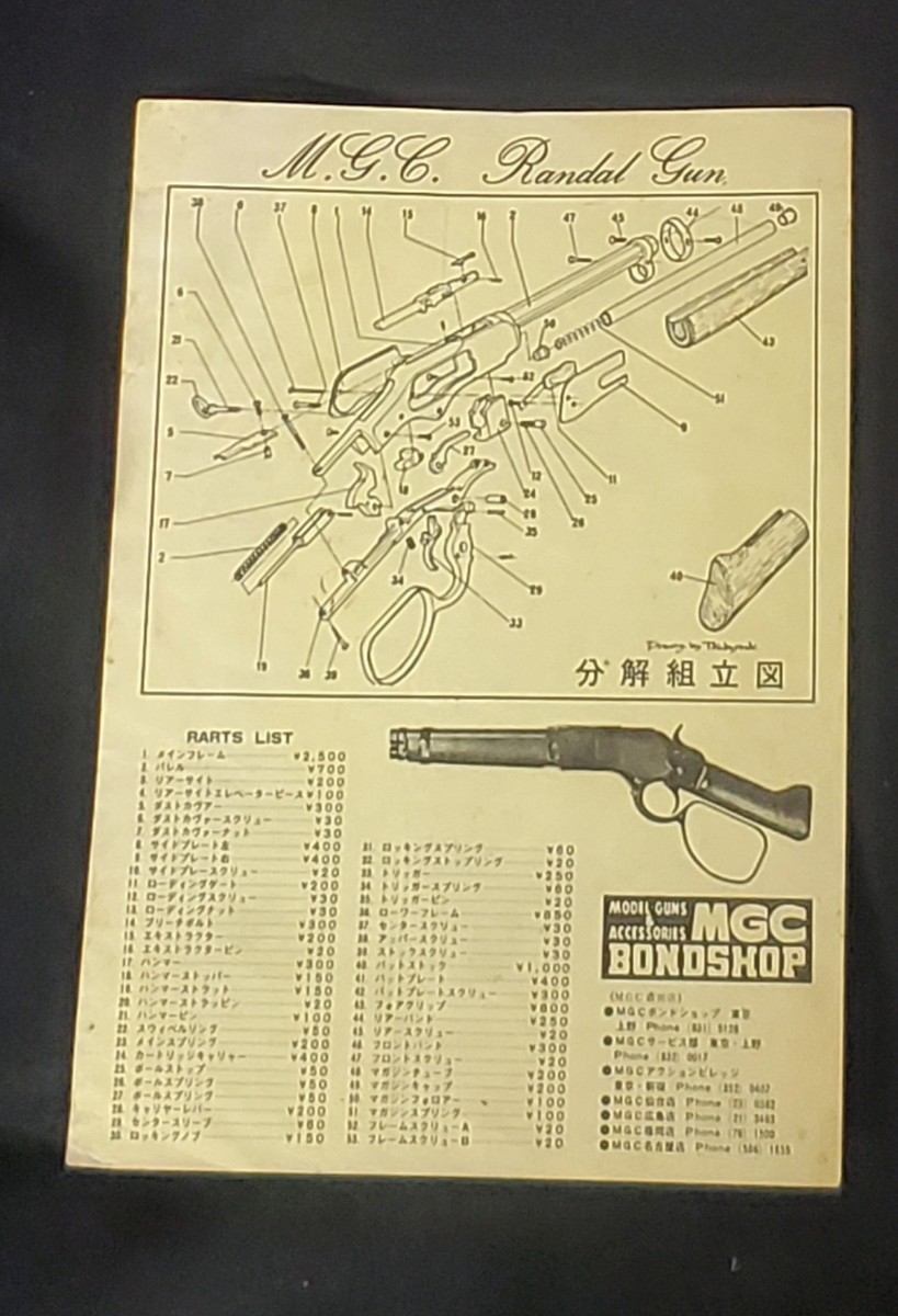 傷や汚れあり】▽MGC ランダルカスタム 分解組立図 パーツリスト