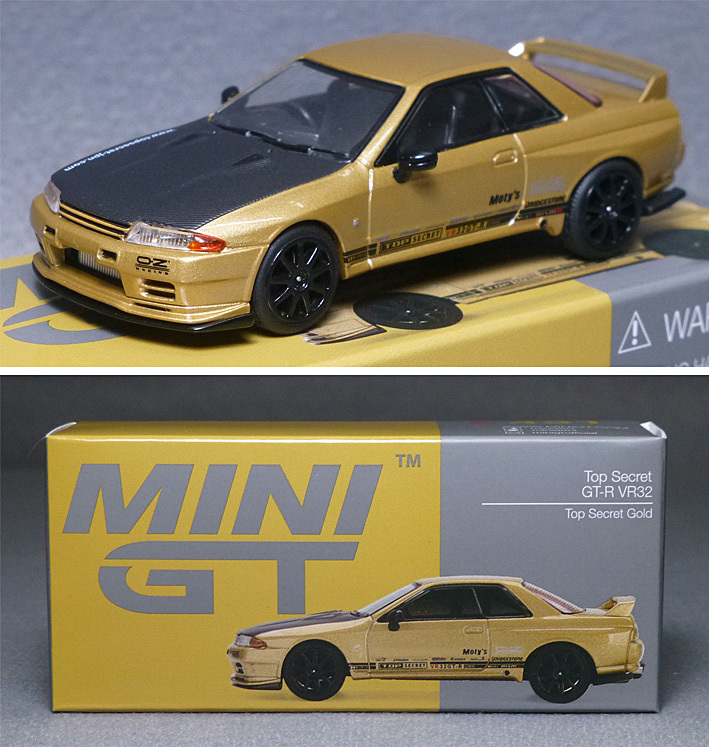 【未使用に近い】MINI GT Top Secret 日産スカイラインGTR[VR32]（トップシークレットゴールド） *1/64スケール