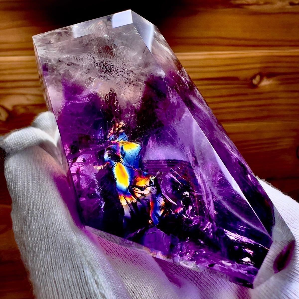 【未使用】アメジスト ファントム レインボー 虹 紫水晶 ブラジル バイーア州産 ポリッシュ 天然石 原石 鉱物 鉱物標本 石の落札情報詳細