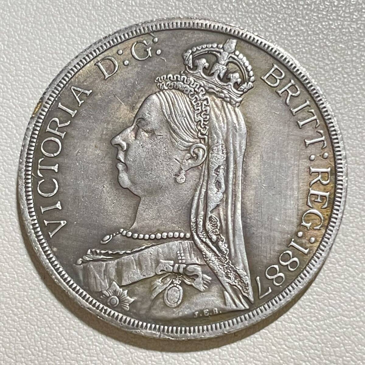 目立った傷や汚れなし】イギリス 硬貨 古銭 ヴィクトリア女王 1887年  