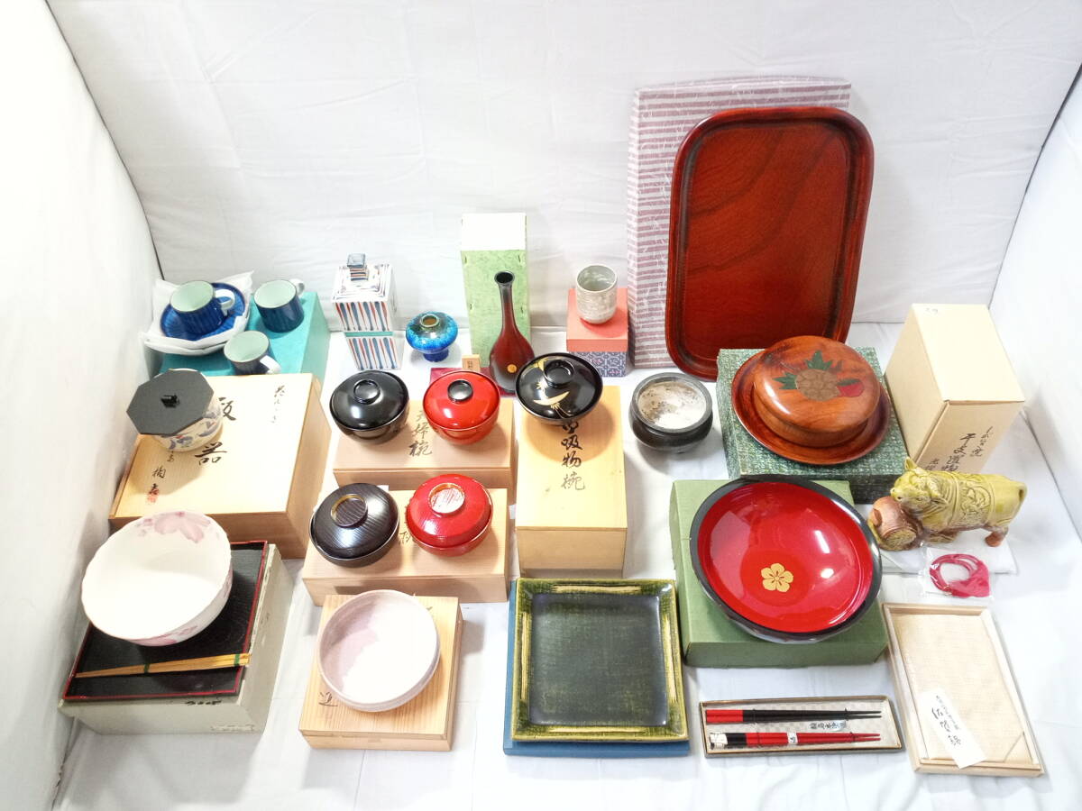 2025年新作入荷 輪島塗盆2枚組特産布着本堅地美術漆器 工芸品