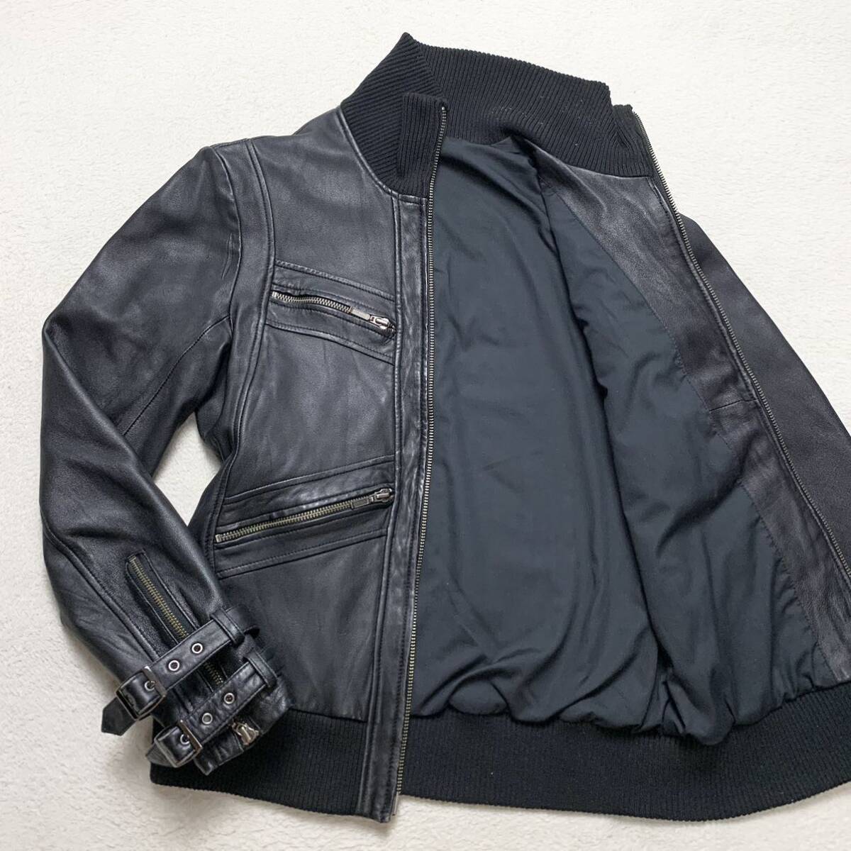 【超安い】 美品☆JACKROSE M シープスキン シングルライダースジャケット ジャケット・アウター