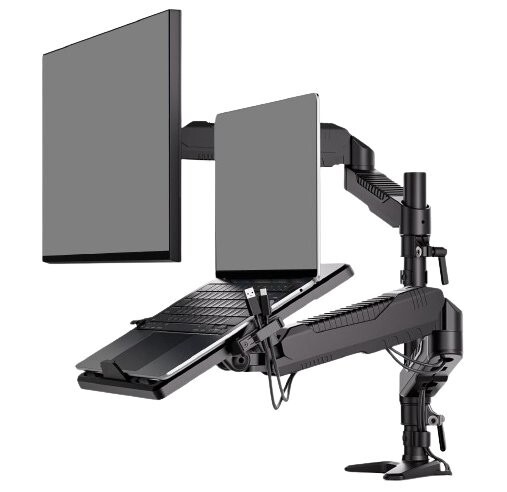 ロボロビン　デュアルガススプリングアーム ロボロビン デュアル ノートパソコン&frasl;モニターアーム 安定性UP トレイ