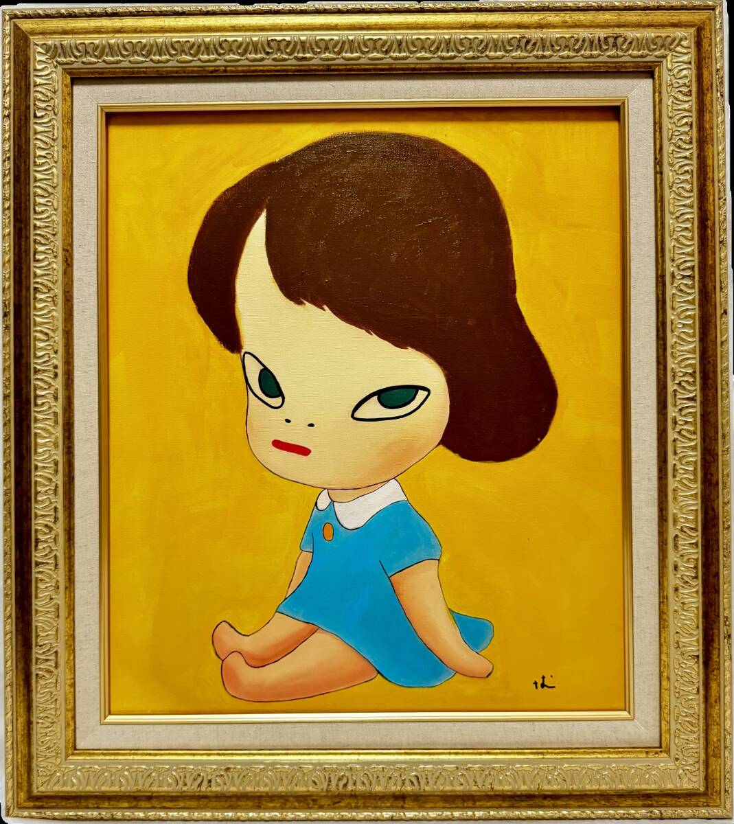 絵画　 肉筆手描き 油彩　奈良美智「少女」 サイン　F4サイズ　額装済み 絵画 肉筆手描き 油彩 奈良美智「少女」サイン F4サイズ 額装済み 絵画