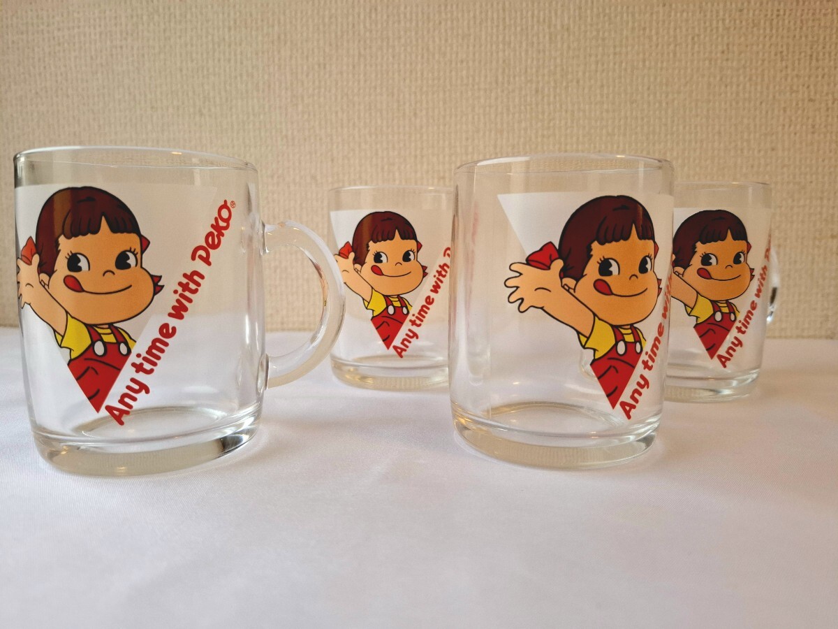 95 ペコちゃん ガラス製 コップ / 昭和レトロ 当時物 不二家 グラス 