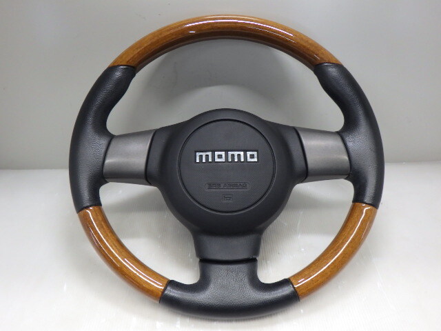 ダイハツ 純正 MOMO レザー/ウッドコンビ ステアリング B】MOMO モモ ダイハツ純正OP オプション 革 レザー 木目 ウッドコンビ
