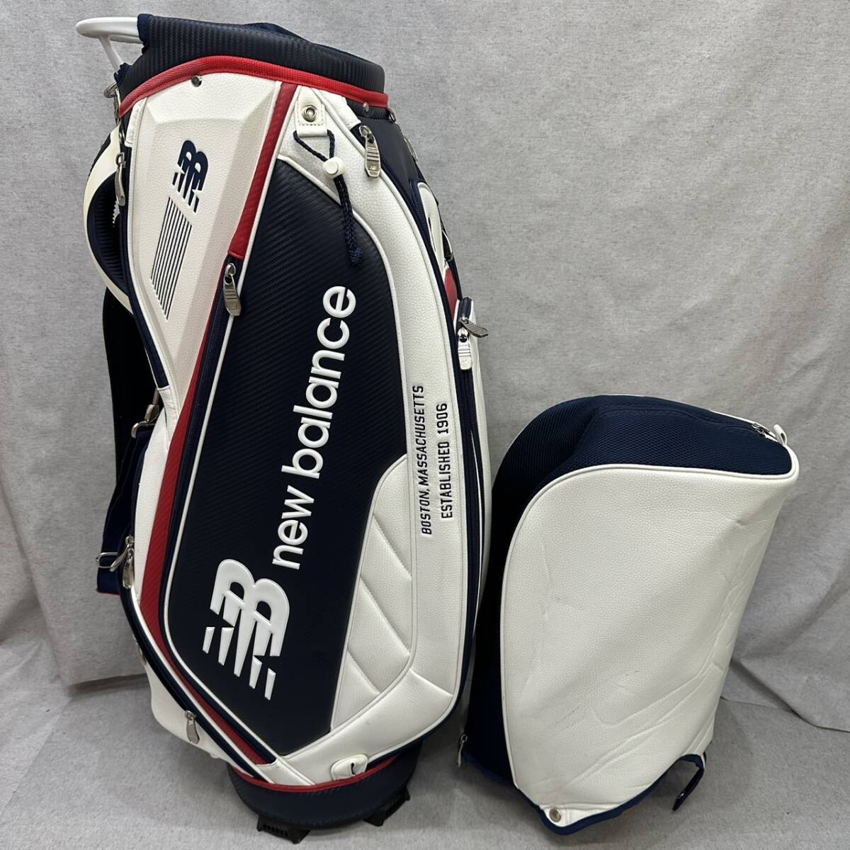 消費税送料無料　ニューバランス ゴルフ 012-9980004(031)オフホワイト　立体ロゴ キャディバッグ new balance GOLF 　9.5型　3.3kg　4分割 土日祝も発送 ニューバランス ゴルフ SPORT
