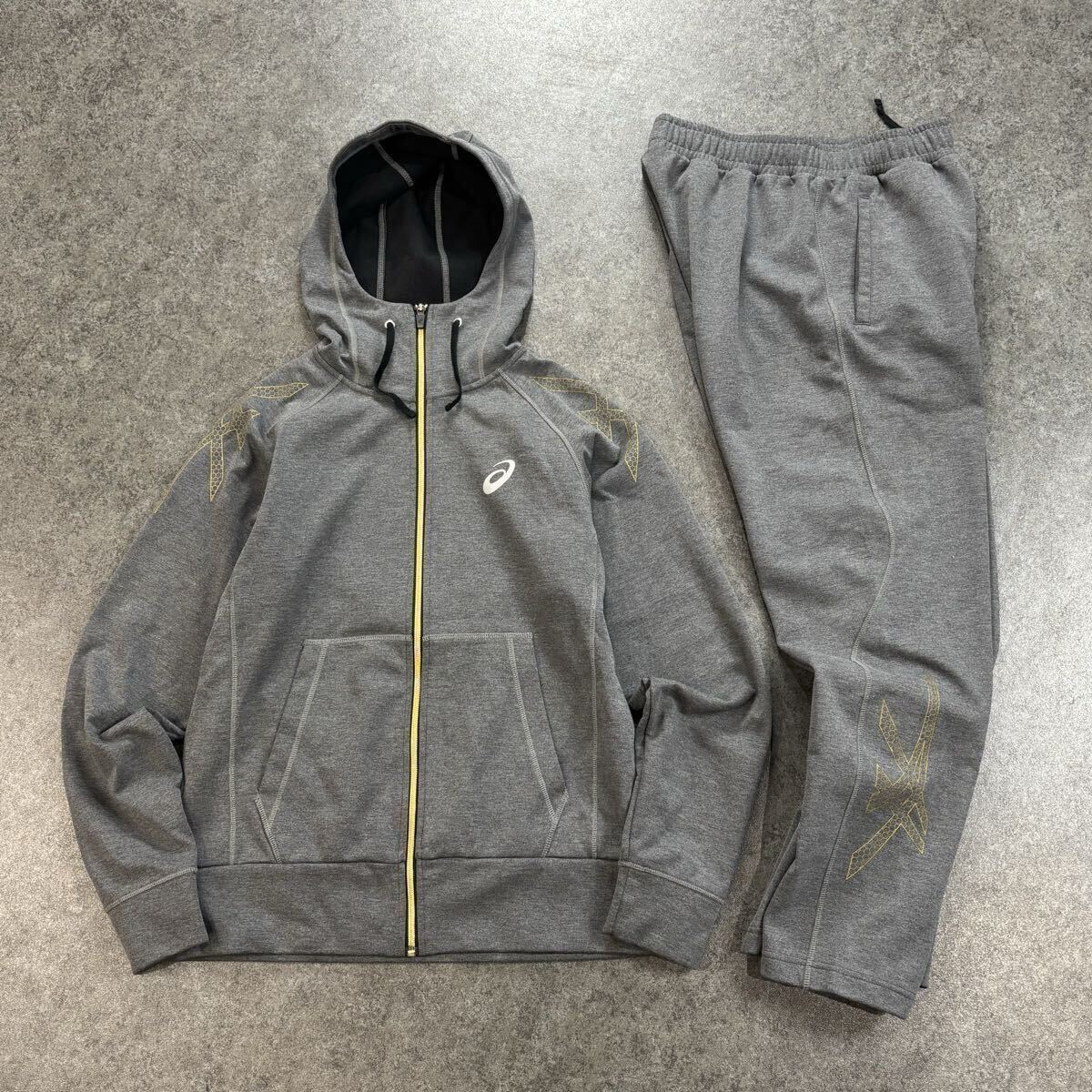 asics セットアップ ジャージ 光沢 高校 体育 AN-267 AN-167 M ブルー