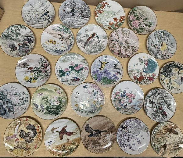 フランクリンポーセリン 県花文ぐいのみコレクション 47点総揃え 飾棚