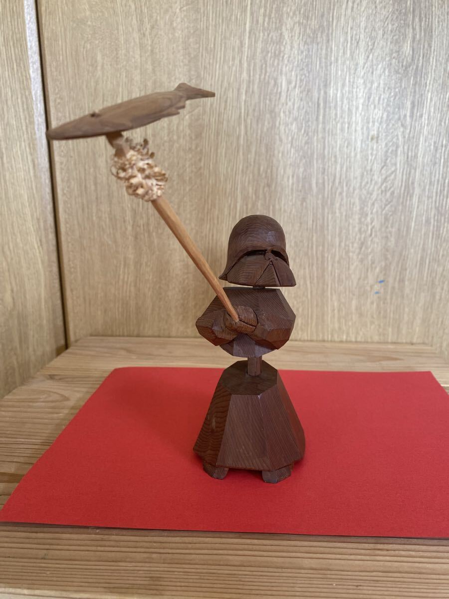 木彫りのたぬき 木彫作家 金岡 茂幸作 一刀彫 狸 タヌキ 民芸 伝統工芸
