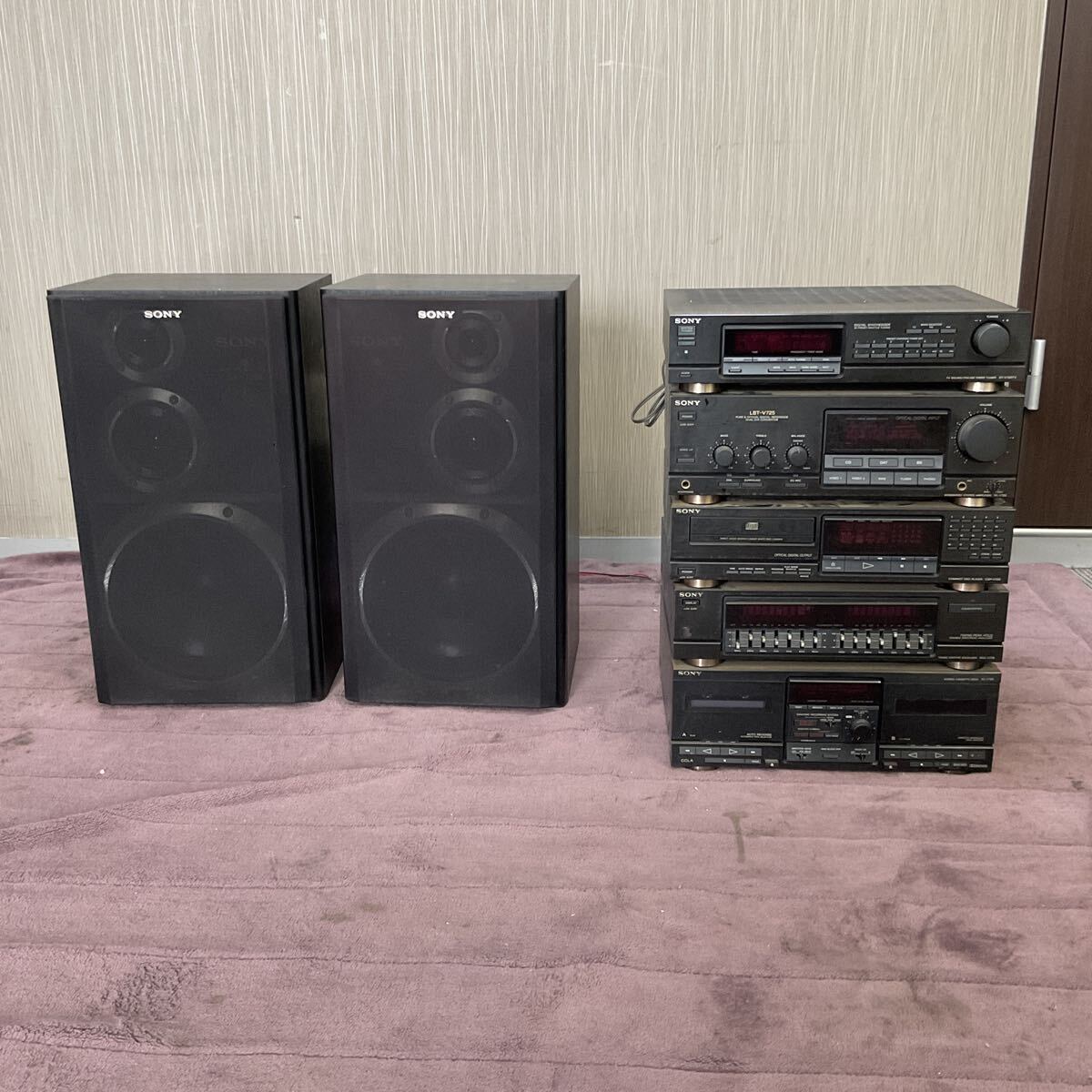 DHC-MD717 SONY MD/CD システムコンポ スピーカー 通電のみ確認 動作