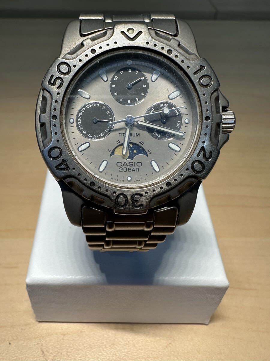 CASIO カシオ 20BAR ムーンフェイズ MD-740 クォーツ 腕時計 ジャンク 
