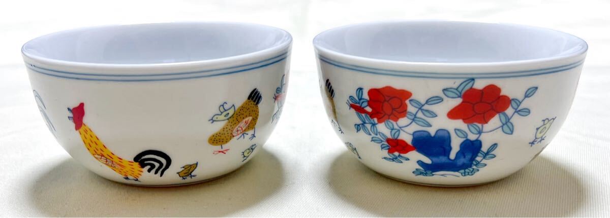 可』中国古玩 『大明成化年製』 粉彩 豆彩 花鳥文 杯子 茶杯 碗 一対