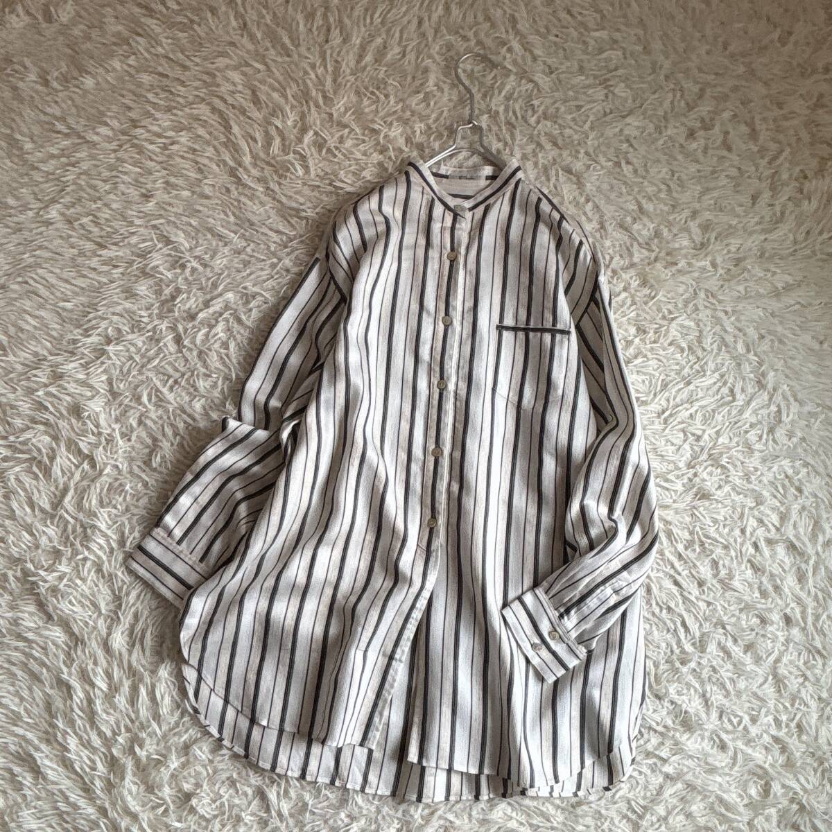 新品】☆新品タグ付き ACCUSE アキュゼ ストライプシャツワンピース 