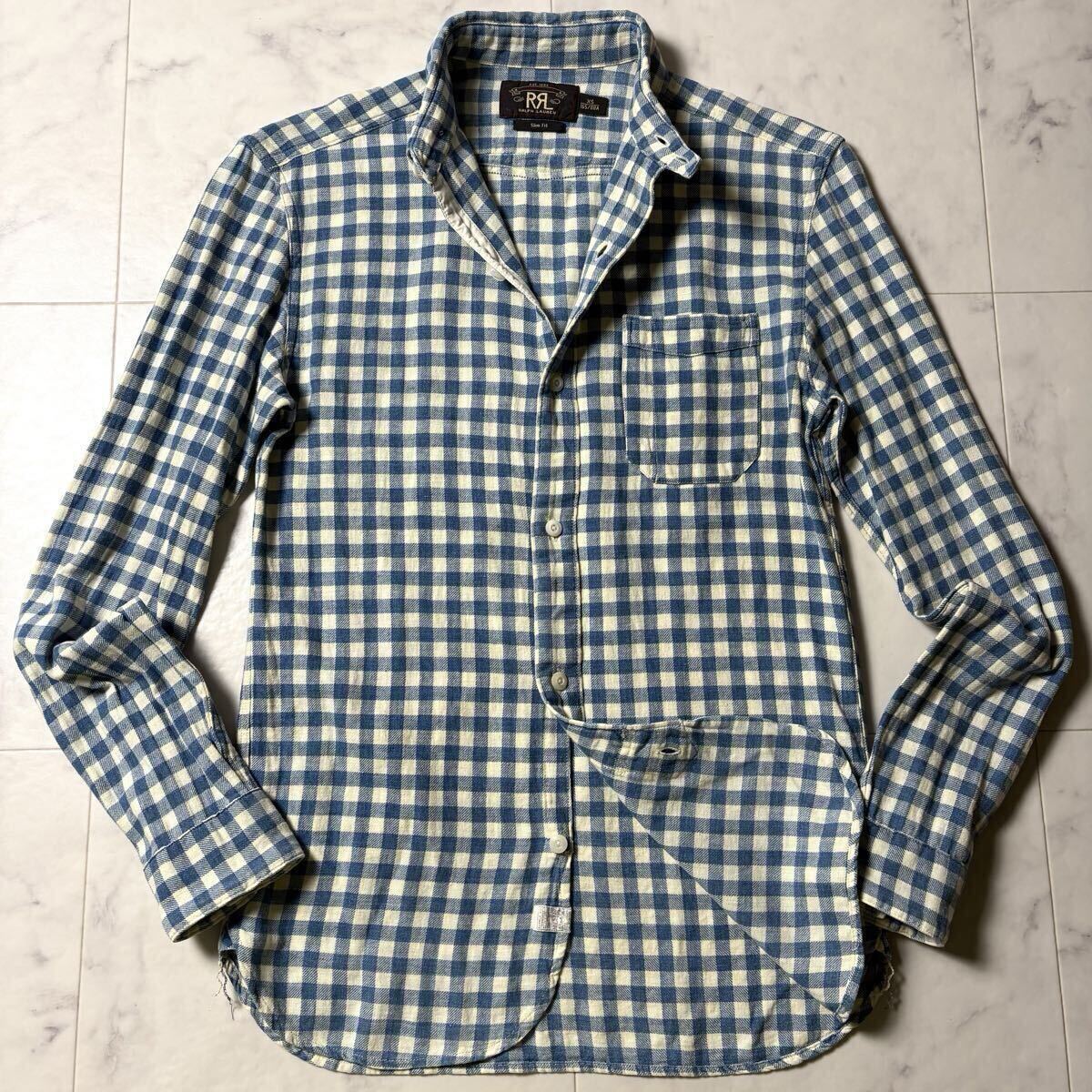 RRL 本藍染 インディゴ ベースボール シャツ Indigo Cotton Baseball