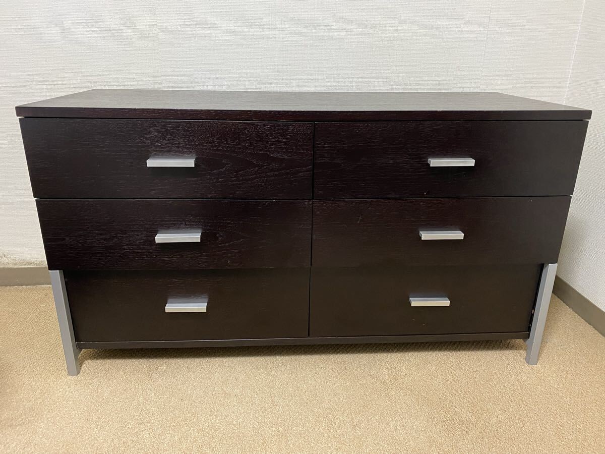 ★USED★10万★Crastina クラスティーナ サイドボード キャビネット 112cm ダークブラウン スッキリ収納★ リビングボードの1番目の画像