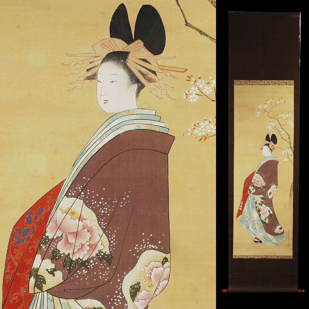 美術品】Y7 三代歌川豊国「鏡模様比翼花鳥」白井権八／長兵衛女房お時