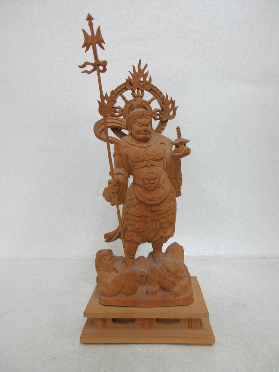 仏教美術 江戸期 時代木彫 玉眼入 毘沙門天 仏像 古作 細密細工 本