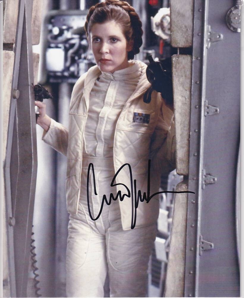 H 2L判 キャリー・フィッシャー Carrie Fisher 直筆サイン写真 証明書