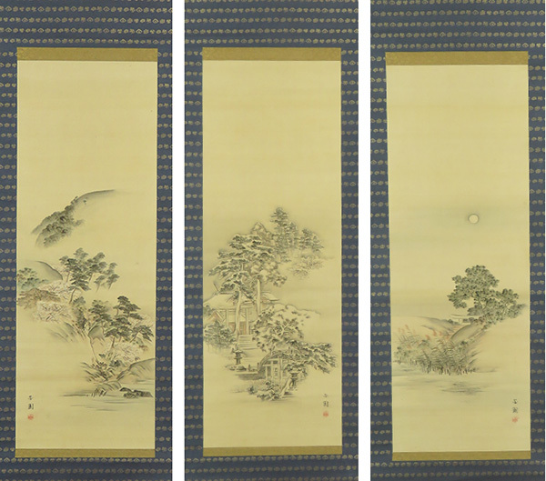 真作】◇西山芳園◇象牙軸◇日本画◇四条派◇大阪◇肉筆◇紙本◇掛軸