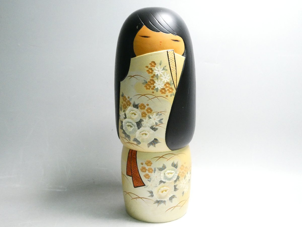 Z698. 彫刻家 為田哲園作 奈良一刀彫「羽衣」木彫彩色置物 高さ30cm 共 
