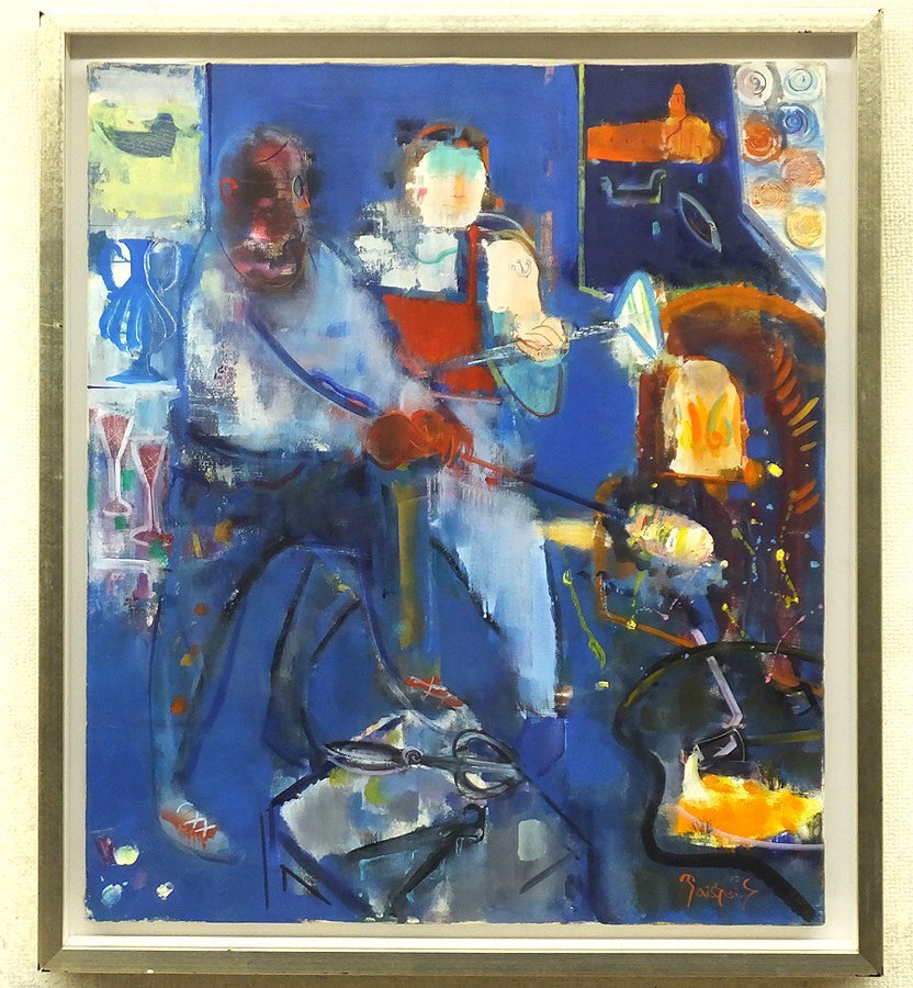 GLC】佐藤泰生 「ベニス（緑の運河）」 ◇名古屋画廊取扱・ガラス絵
